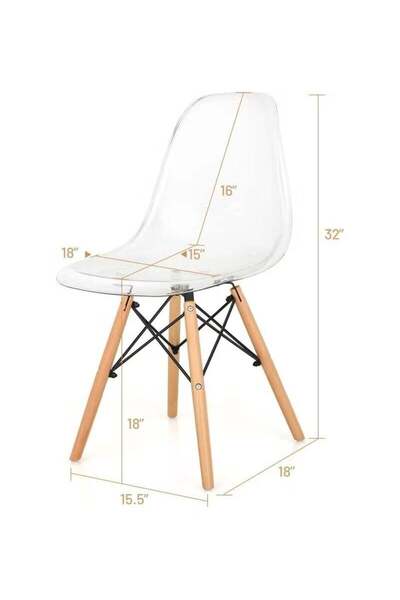 Taimi 5-Piece Modern Dining Set, Round White Table 80x80x72cm with 4 Ergonomic Transparent Plastic Chairs