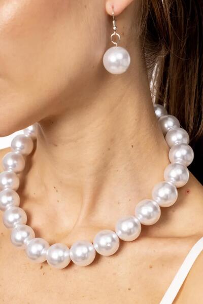 New Obsessions Large Beaded Necklace Earring Set - 20mm Beaded