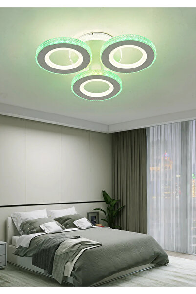 LED CONCEPT Lustra LED cu 3 tipuri de lumina + RGB si telecomanda, 76W, dimabila, alba