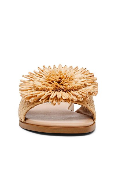 Steve Madden Womens Karaoke Tan Raffia Flat Sandals