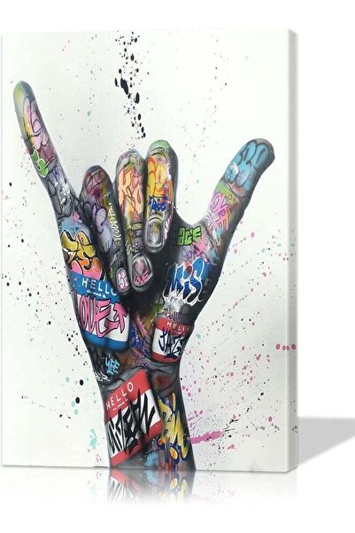 Emoda home Trove فن جداري فن جداري ملون فن جداري لإيماءة يد شاكا فن جداري ملون من القماش