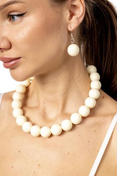 New Obsessions Large Beaded Necklace Earring Set - 20mm Beaded