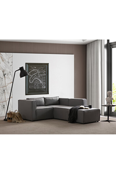 S Home Design Concept Boho Mini Modüler Köşe Koltuk Sırt Minderli, Keten Gri ...