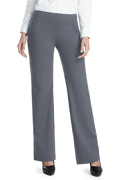 OEM Women's elegant straight gray pants with 2 slant pockets, M