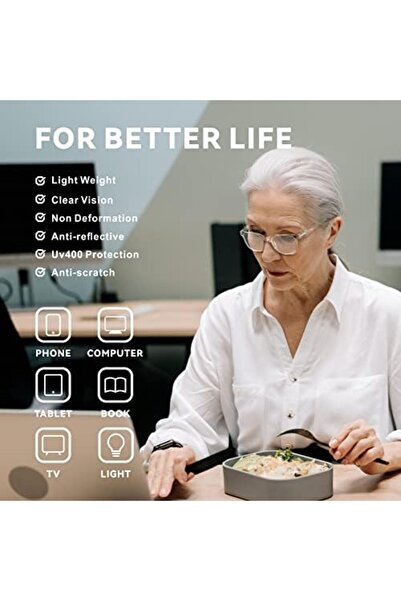 Baytion Reading Glasses for Men & Women, Square Frame Spring Hinged Blue Light Filter Eyewear