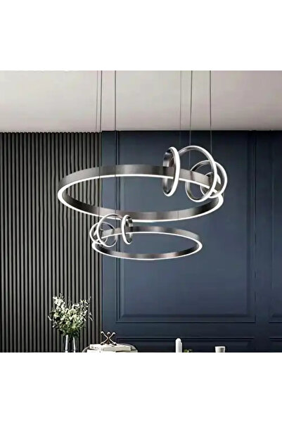 LED CONCEPT Lustra LED cu 3 tipuri de lumina si telecomanda, gri, rotunda, 12...