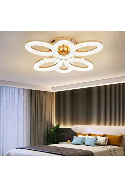 LED CONCEPT Lustra LED cu 3 tipuri de lumina si telecomanda, aurie, ovala, 12...