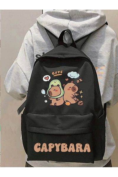 1blood Capybara Avocado Costume Printed School, Dershane, Course Printed Backpack