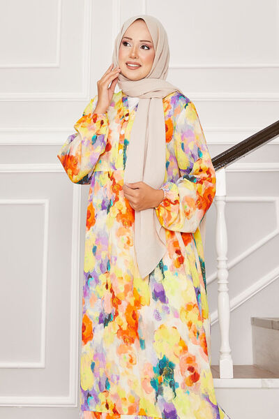 EBRUTESETTÜR Half Button Floral Print Modal Dress