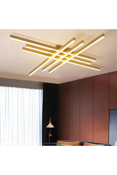 LED CONCEPT LED chandelier with 3 types of light and remote control, gold, asymmetrical, 146W, dimmable, 120x120x11cm
