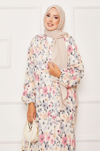 EBRUTESETTÜR Half Button Detailed Floral Patterned Dress