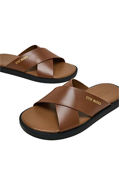 Steve Madden Mens Granuluar Tan Leather Arabic Sandals