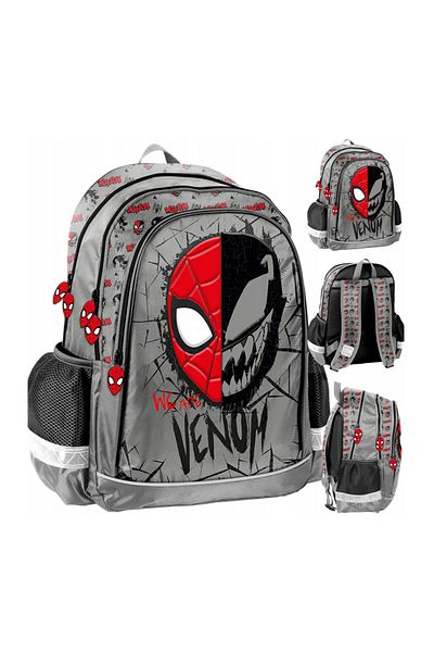 zola School bag, Zola, Marvel Venom, 2 compartments, waterproof, 38 x 28 x 15 cm, gray/red