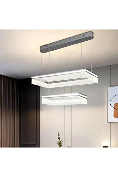 LED CONCEPT LED chandelier with 3 types of light and remote control, gray, square, 240W, dimmable, 60x30x100cm