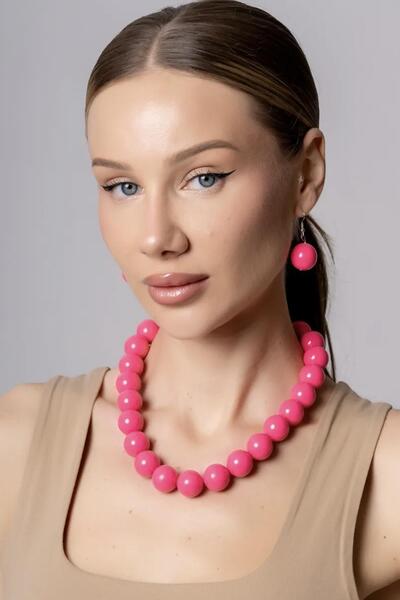 New Obsessions Large Beaded Necklace Earring Set - 20mm Beaded