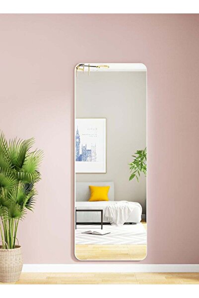 Taimi Wall Mirror with Aluminum Frame and Metal Bracket for Living Room Bathroom in White 120x30cm
