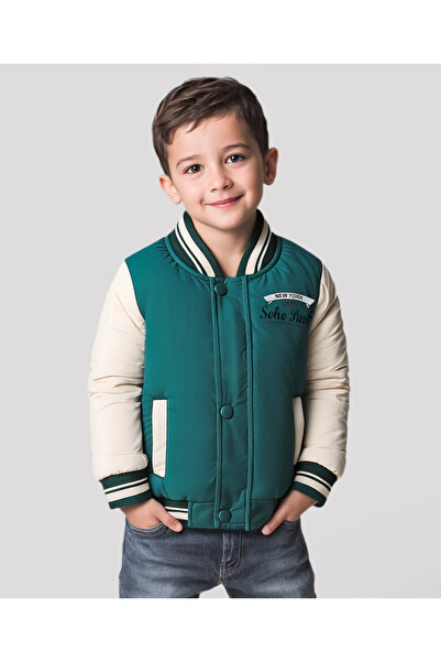 Bonfino Boys Full Sleeve Color Block Bomber Puffer Quilted Jackets on Front and Back-Multi Color