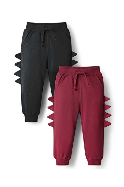 Bonfino Solid Lounge Pants With 3D Spikes (Pack Of 2) - Black & Maroon