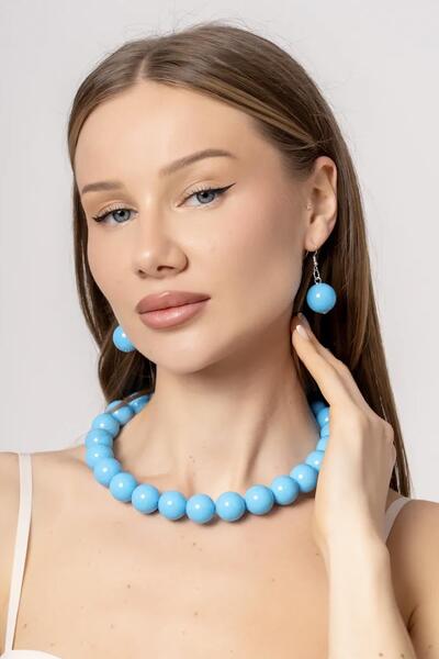 New Obsessions Large Beaded Necklace Earring Set - 20mm Beaded