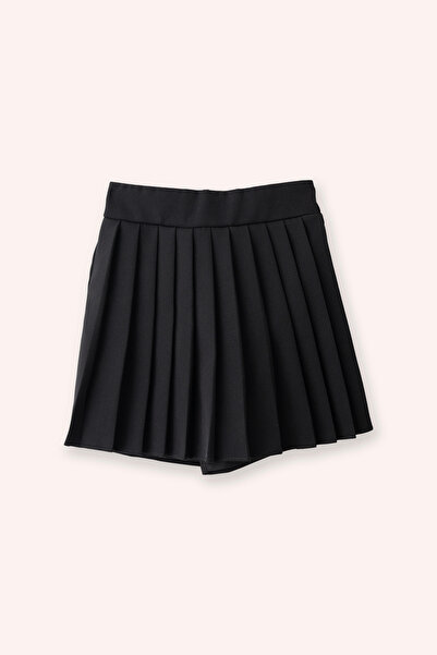 Panço Kız Çocuk Piliseli Siyah Şort Etek