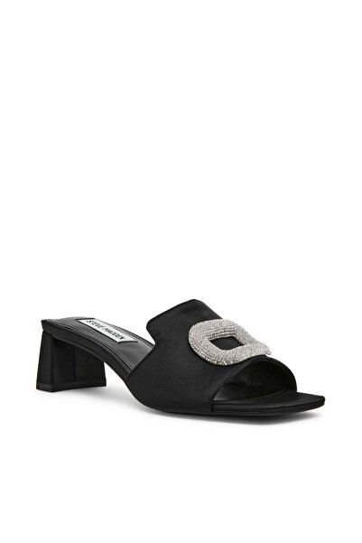 Steve Madden Womens Faustine Black Satin Heels