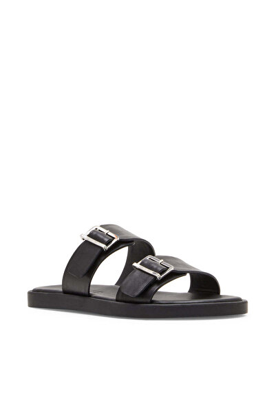 Steve Madden Mens Gritty Black Leather Arabic Sandals