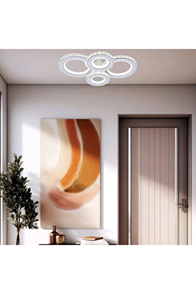 LED CONCEPT LED chandelier with 3 types of light and remote control, white, round, 136W, dimmable, 56x38x11cm