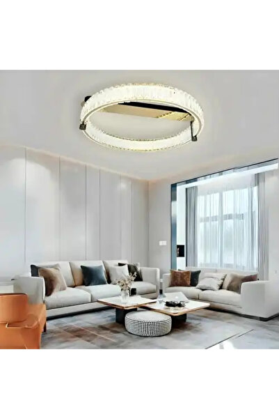 LED CONCEPT Lustra LED cu 3 tipuri de lumina si telecomanda, aurie, rotunda, ...