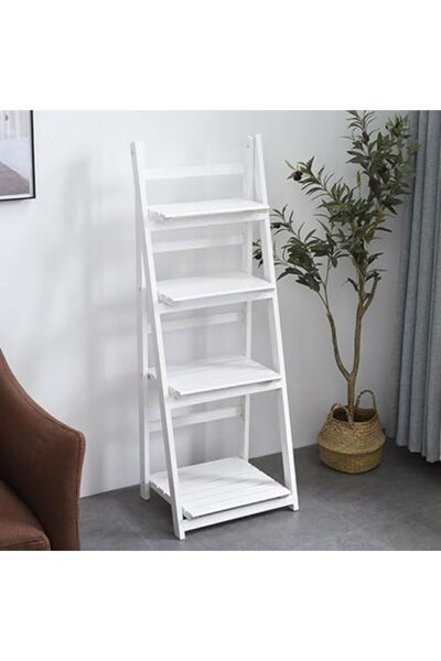 genric FFD 4 Tier Wood Ladder Shelf - Decorative Pot Stand for Indoor Plants, Multipurpose Display Stand