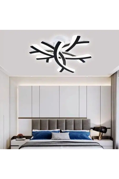 LED CONCEPT LED chandelier with 3 types of light and remote control, black, asymmetrical, 120W, dimmable, 50x50x15cm
