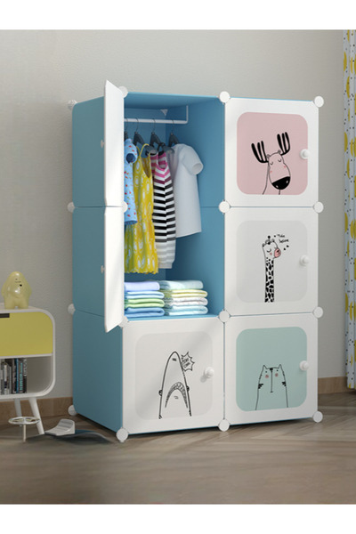 Generic Modern Cartoon Kids Wardrobe – Foldable Plastic Storage Closet for Baby & Toddler Bedroom Furniture