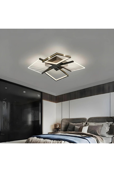 LED CONCEPT LED chandelier with 3 types of light and remote control, 65W, dimmable, black with gold