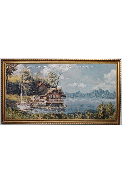 Believe GÖL KIYISI JAKARLI DOKUMA GOBLEN DEKORATİF ÇERÇEVESİZ PANO TABLO 70*140