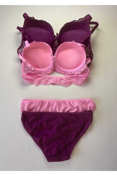 FNC design Women's Padded Supported Underwire (Wired) Lace Bra Set