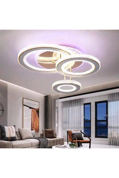 LED CONCEPT Lustra LED cu 3 tipuri de lumina + RGB si telecomanda, aurie, rot...