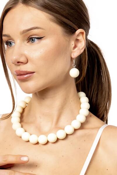 New Obsessions Large Beaded Necklace Earring Set - 20mm Beaded