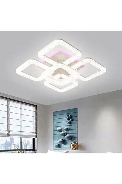 LED CONCEPT Lustra LED cu 3 tipuri de lumina + RGB si telecomanda, alba, patr...