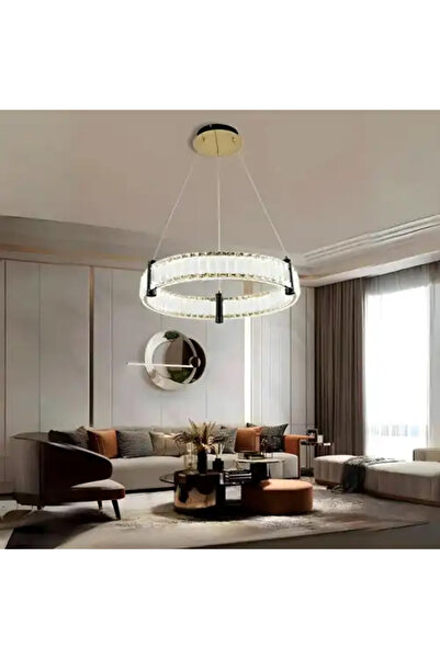 LED CONCEPT Lustra LED cu 3 tipuri de lumina si telecomanda, aurie, rotunda, ...