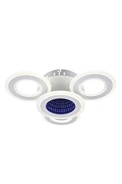 LED CONCEPT LED chandelier with 3 types of light + RGB and remote control, white, round, 92W, dimmable, 43x43x12cm