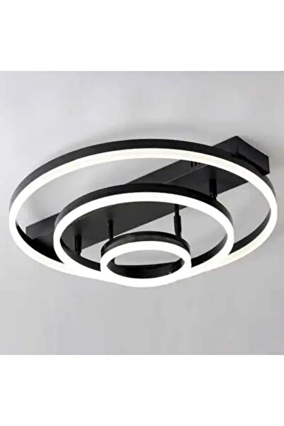 LED CONCEPT Lustra LED cu 3 tipuri de lumina si telecomanda, neagra, rotunda,...