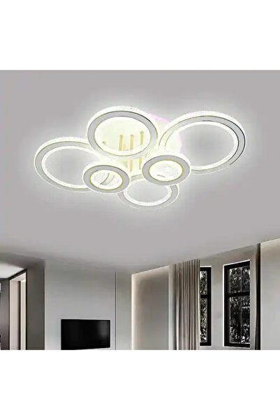 LED CONCEPT Lustra LED cu 3 tipuri de lumina + RGB si telecomanda, alba, rotu...