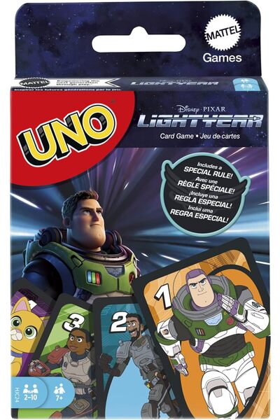Mattel Games Disney Buzz LightYear UNO Card Game with Movie-Themed Space Ranger Deck and Special Rule