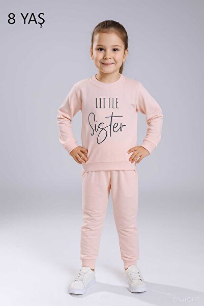 mb kids طقم رياضي للفتيات مكون من خيطين مطبوع عليه Sister