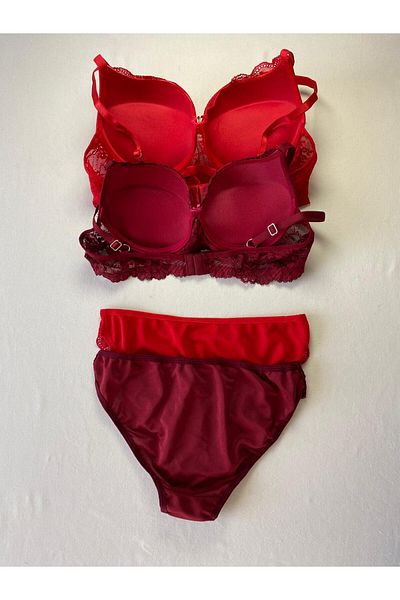 FNC design Women's Padded Supported Underwire (Wired) Lace Bra Set