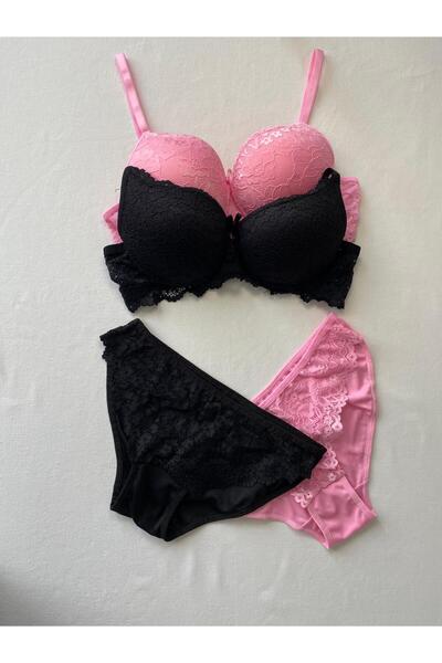 FNC design Women's Padded Supported Underwire (Wired) Lace Bra Set