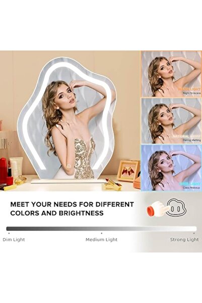 OEM Makeup Mirror with Adjustable Lighting, 10x Magnification, Table or Wall Mount, 55 x 45 cm