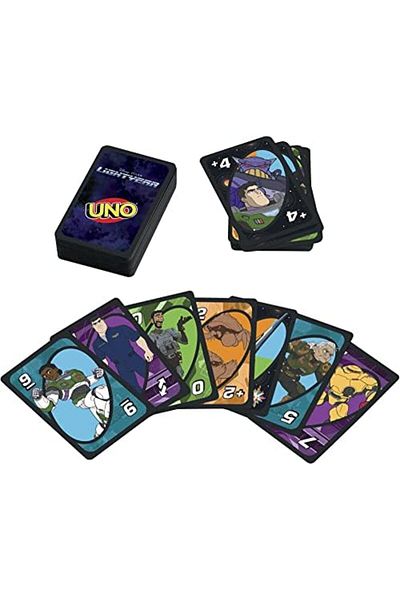 Mattel Games Disney Buzz LightYear UNO Card Game with Movie-Themed Space Ranger Deck and Special Rule