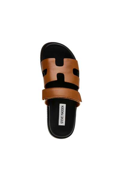 Steve Madden Womens Mayven Camel Flat Sandals