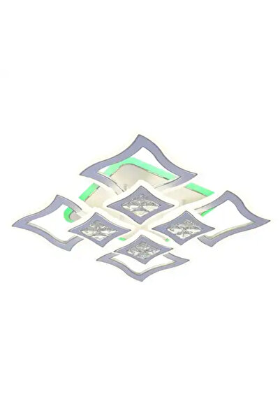 LED CONCEPT Lustra LED cu 3 tipuri de lumina + RGB si telecomanda, alba, patrata, 182W, dimabila, 47x47x9cm