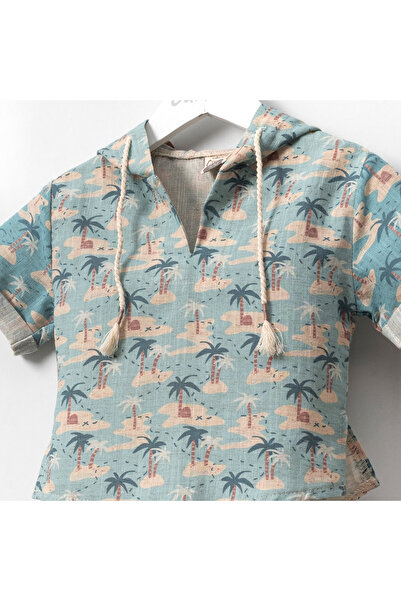 Cumino Tory Blue 2-Piece Hooded Short Sleeve Pants Men's Set 9-12-18-24 Months